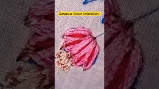 Beautiful and super easy flower embroidery/hand embroidery/ kadhai bunai #shorts