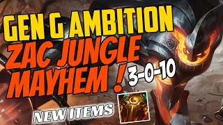 GenG Ambition Plays ZAC Jungle - Perfect KDA 3-0-10 Challenger Gameplay - New Items - Season 11