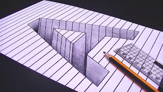 رسم حرف A ثري دي 3D محفور على الورقة | خدع بصرية ثري دي