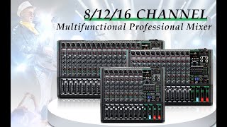 Depusheng PA8/12/16  Audio Mixer Soundboard Console 8 Channel Bluetooth  Built-in 99 Reverb Effect