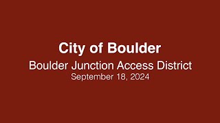 9-18-24 Boulder Junction Access District Joint Commissions Meeting