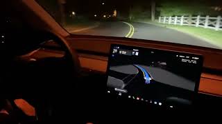 Tesla FSD 11.4.4 review at night #teslafsd #tesla