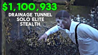 GTA Online | Cayo Perico Heist Drainage Tunnel Approach, Solo Stealth | Elite $1,100,933