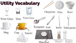 Dining Table Utility Vocabulary |  Learn English with Picture