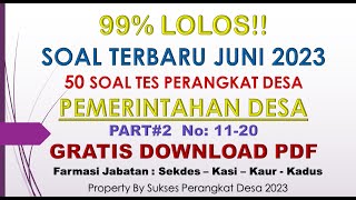 SPESIAL TERHOT!! GRATIS PDF DOWNLOAD 50 SOAL TES PERANGAKAT DESA  2023