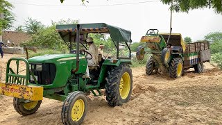 John Deere 5050 D Tractor Full Loaded Trolley With Stuck Help By John Deere 5039 D