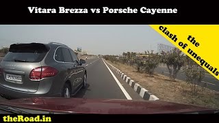 Chasing Porsche Cayenne with Vitara Brezza near Vijaywada