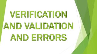 VERIFICATION AND VALIDATION AND ERRORS | Computer ch1 9th New Book Matric Urdu | Enhance Skills