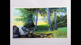 Forest Scenery Painting || Drawing || Nature || இயற்கை ஓவியம் || Puthaiyal