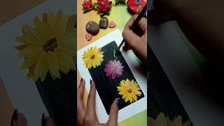 Easy Floral design with Acrylic colours😍 #shorts #youtubeshorts #drawing #flowers