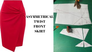 HOW TO MAKE AN ASYMMETRICAL TWIST DESIGN DETAIL AT THE FRONT OF A PENCIL SKIRT