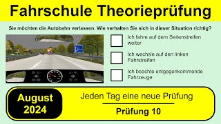 🚘 Führerschein Theorieprüfung Klasse B 🚗 August 2024 - Prüfung 10 🎓📚