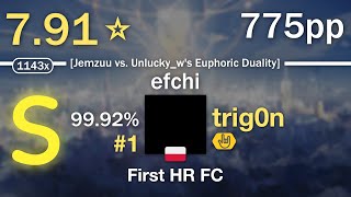 7.91⭐trig0n | seatrus - efchi [Jemzuu vs. Unlucky_w's Euphoric Duality] +HR #1 775pp 99.92% FC