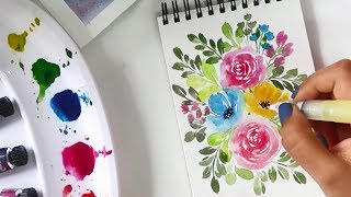 Loose Watercolor floral composition | Easy & quick painting tips for beginners