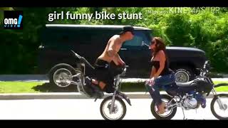 Girl funny bike stunt