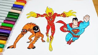 Coloring Pages Ben 10 Wildmutt Heatblast Superman - Coloring Videos Ben 10 Coloring Book 2018