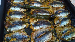 أحلى وألذ صينية سمك السردين في الفرن.. بحشوة سهلة وبسيطة جداا.. 👌// sardines