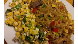 Cooking At Work: Peruvian Fried Rice and Elote salad.