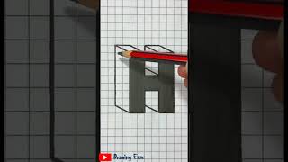 How to draw 3D letter 👉H || #drawingease #shorts