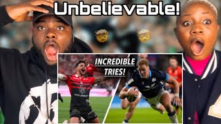 Couple Reacts to 32 Great Rugby Tries Impossible to Forget!