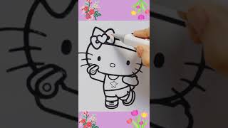 How to draw hello kitty easy step by step | kitty drawing and coloring tutorial ‪