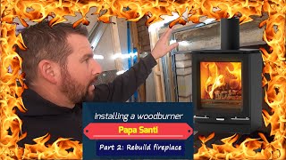 🔥🔥 How to install a  woodstove / logburner  part 2 : fireplace rebuild of hearth and sides 🔥🔥