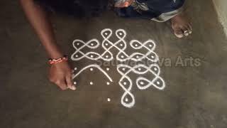 6 x 4 dots 3 simple easy sikku kolam  | kambi kolam | SathyaSelva Arts