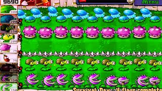 Plants vs. Zombies Survival Night 5 Line Plants vs. All Zombies BEST GLITCH STRATEGY TO WIN (FULL HD