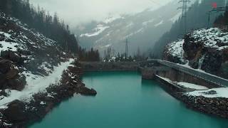 Alps, Austria from above during heavy snowy weather