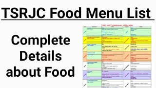 TSRJC Food Menu List week wise || TSRJC Food Review || GURUKUL Food menu