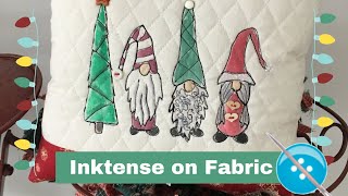 Sketch to Stitch,  Christmas Gnomes, Inktense Blocks on Fabric