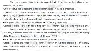 Tractor noise, vibration and other environmental factors