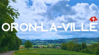 Walking in Oron-la-Ville, Vaud, Switzerland. 4K