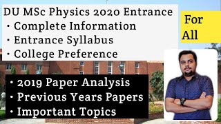 DU MSc Physics 2020 | Complete Information | College Preference | MSc syllabus | 2019 Analysis