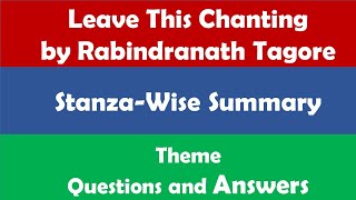 Leave This Chanting and Singing by Rabindranath Tagore || Summary, Theme and Question Answers