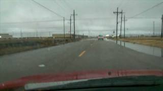 HD Video .34 Rain SouthWest Lubbock Dec 19, 2011 Little Detour because of Water on Road