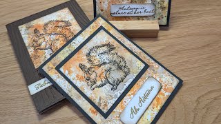 Repurposed Stamps & Quick Background Technique for Pretty Fall Cards #papercraftingtutorial