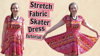 DIY Skater Dress with Sleeves + Circle Skirt - How to Sew Stretch Knit Tutorial