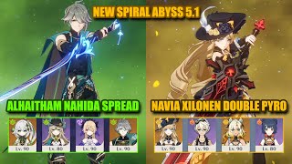 Alhaitham Nahida Spread & Navia Xilonen Double Pyro | Spiral Abyss 5.1 | Genshin Impact