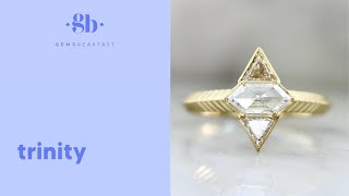 Trinity White Hexagon Rose Cut Diamond Ring