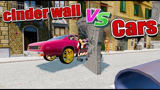 Cinder wall vs Cars and mines  [ BestCrash ] Beamng Drive