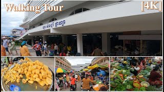 Morning Walking Tour New Senctuary Market | 4K | Phnom Penh City