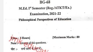 philosophical perspective of education m.ed 1st semester examination 2021-22