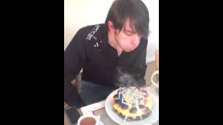 Blowing out birthday candles