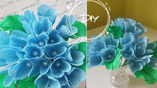 DIY. Маленькие Цветы для букетов из гофрированной бумаги💐