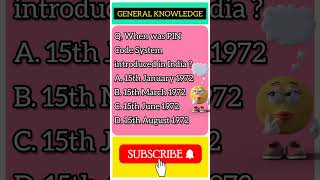 When was PIN Code System introduced in India ?#सामान्य_ज्ञान #importantgk #gk #youtubegkshorts