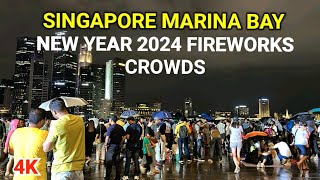 Insanely Huge Crowd at Singapore New Year Fireworks 2024 | Marina Bay New Year 2024 Fireworks