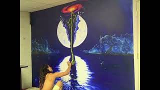 10X8 foot Exploding Moon mural time-lapse