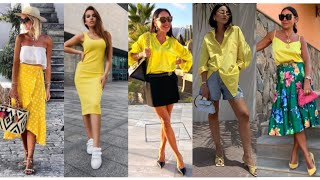 OUTFITS Y COMBINACIONES DE MODA EN COLOR AMARILLO/MODA VERANO 2024