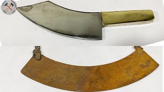 عمل سكين نحاسي من مخرطه قديمة,Making a Kitchen Knife with mirror finish